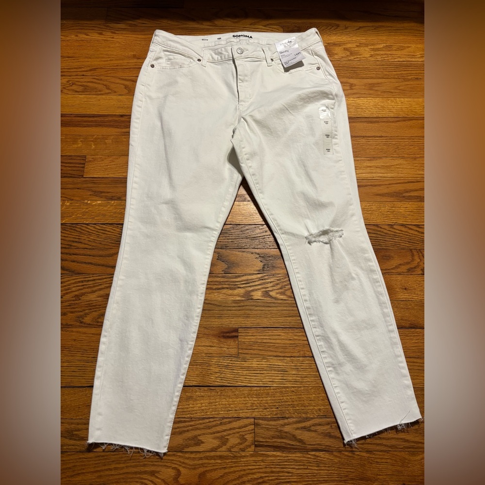 Sonoma White Distressed Skinny Jeans for Women NWT - Picture 2 of 7